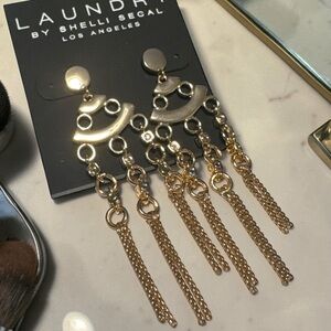 Laundry by Shelli Segal Gold Tone Chandelier Tassel Earrings